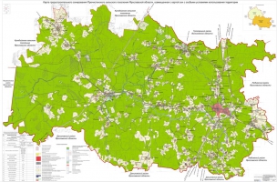 Карта градостроительного зонирования Пречистенского сельского поселения Ярославской области, совмещенная с картой зон с особыми условиями использования территории
