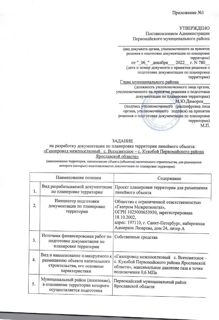 Постановление от 06.12.2022 № 780 О подготовке документации по планировке территории
